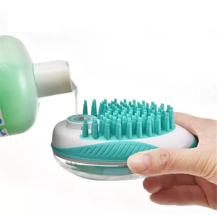 Pet Bath Massage Comb with automatic liquid dispenser for cats and dogs