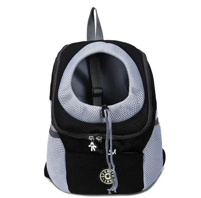 Versatile pet carrier backpack with breathable mesh and Oxford fabric construction, accommodating pets up to 26 lbs for travel and outdoor adventures.