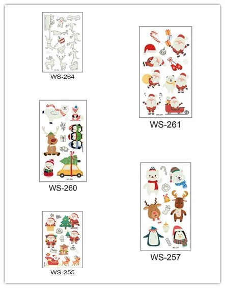 Festive Santa Claus Glow-in-the-Dark Tattoo Stickers for Holiday Decoration