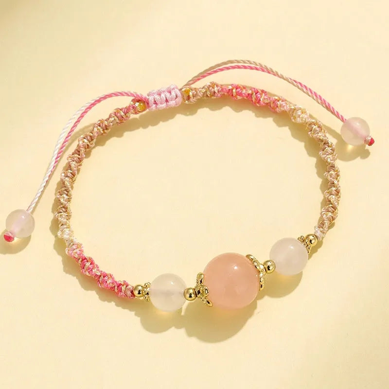 Hand-woven white agate couple bracelets with gemstone beads in three colour options