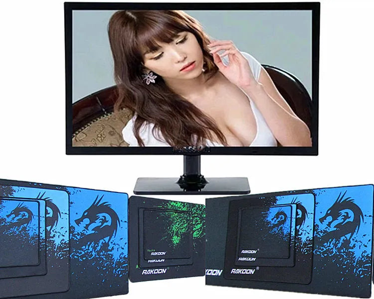 Single-sided gaming mouse pad with Seam Blue Dragon or Seam Green Dragon pattern, bagged table mat
