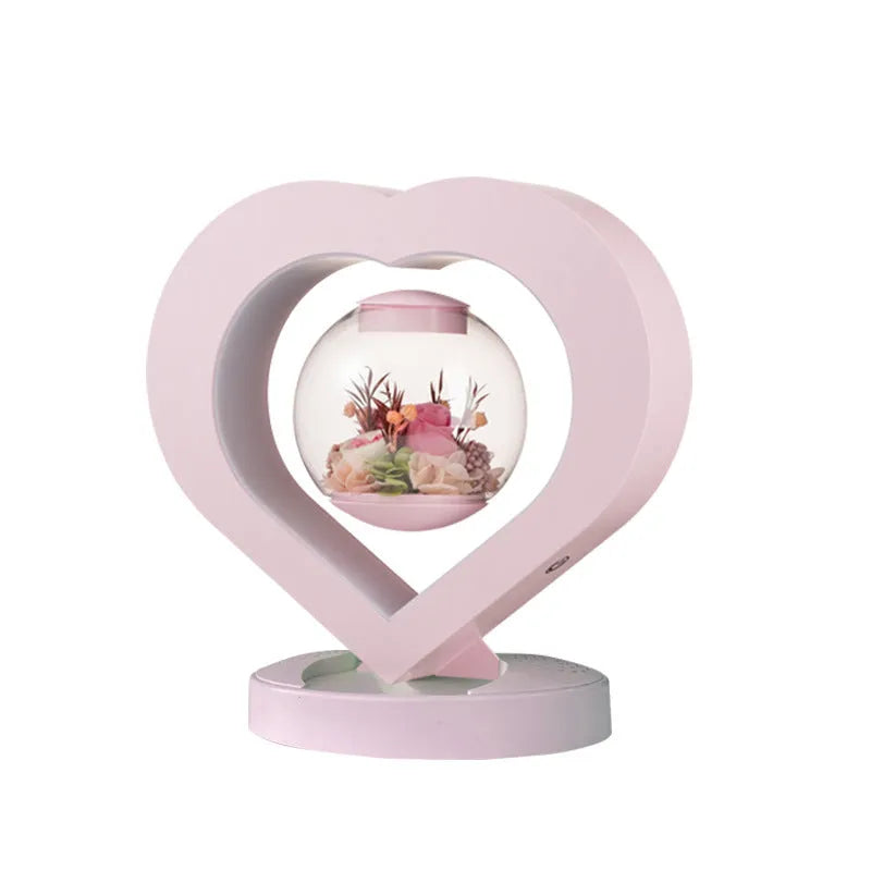 Pink preserved rose ornament with optional audio Bluetooth base for birthday and Valentine's Day gifts