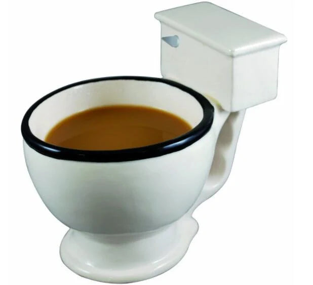 Toilet-shaped ceramic mug with handgrip, perfect for coffee or tea, 280 ml capacity