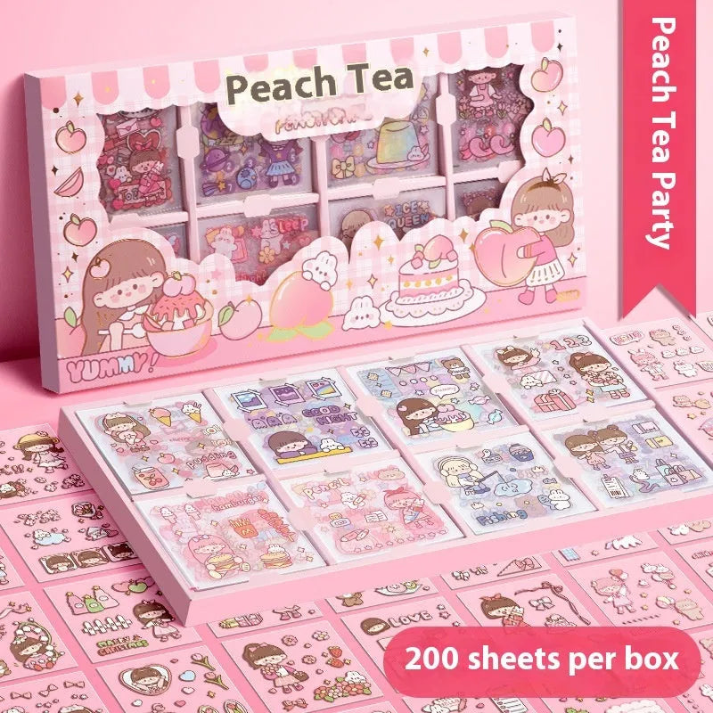 Sticker Goo Card Notebook open showing themed sticker sheets and colouring pages.