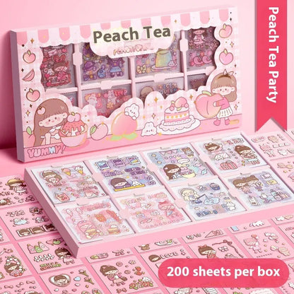 Sticker Goo Card Notebook open showing themed sticker sheets and colouring pages.