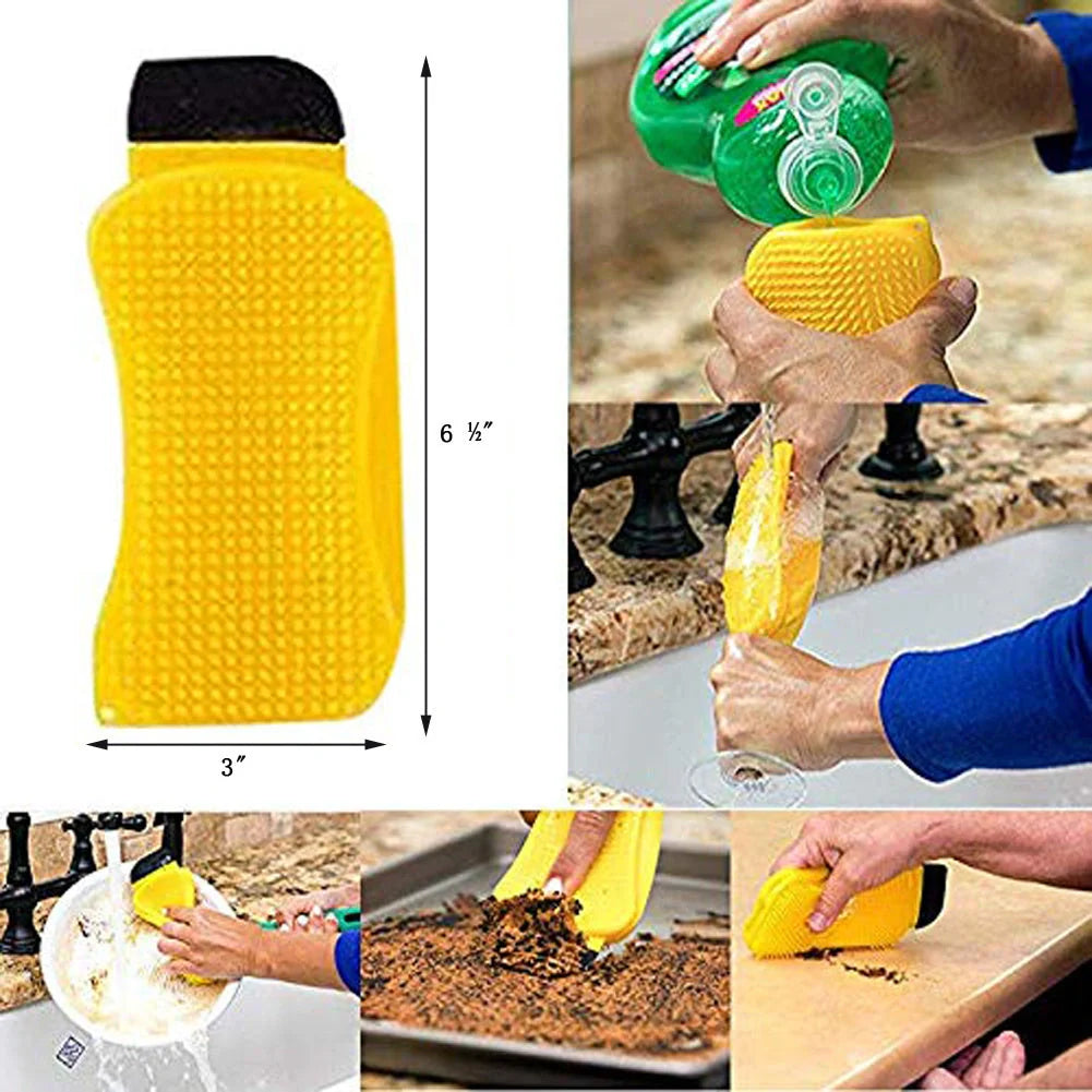 Versatile 3-in-1 Silicone Scrubber and Squeegee for Efficient Kitchen Cleaning
