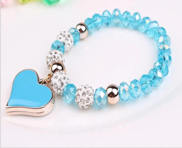 Stylish Elastic Crystal Heart Bracelet with adjustable elastic band and sparkling crystals