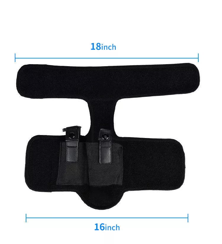 Invisible Ankle Holster for universal pistol carry in black neoprene