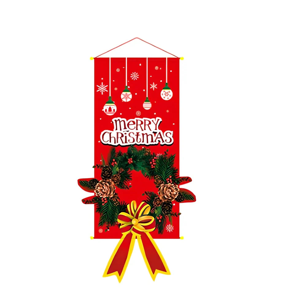 115x40cm Christmas cloth poster showing Santa Claus design in red for window decoration