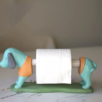 Cartoon Dachshund with a Tray resin desktop decoration