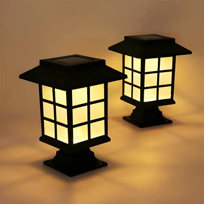 Black solar outdoor LED lawn light for garden and pathway illumination