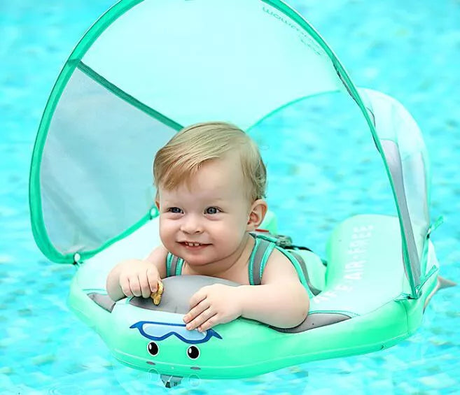 Baby Swimming Ring Floats with UPF 50+ sunshade for safe outdoor swimming