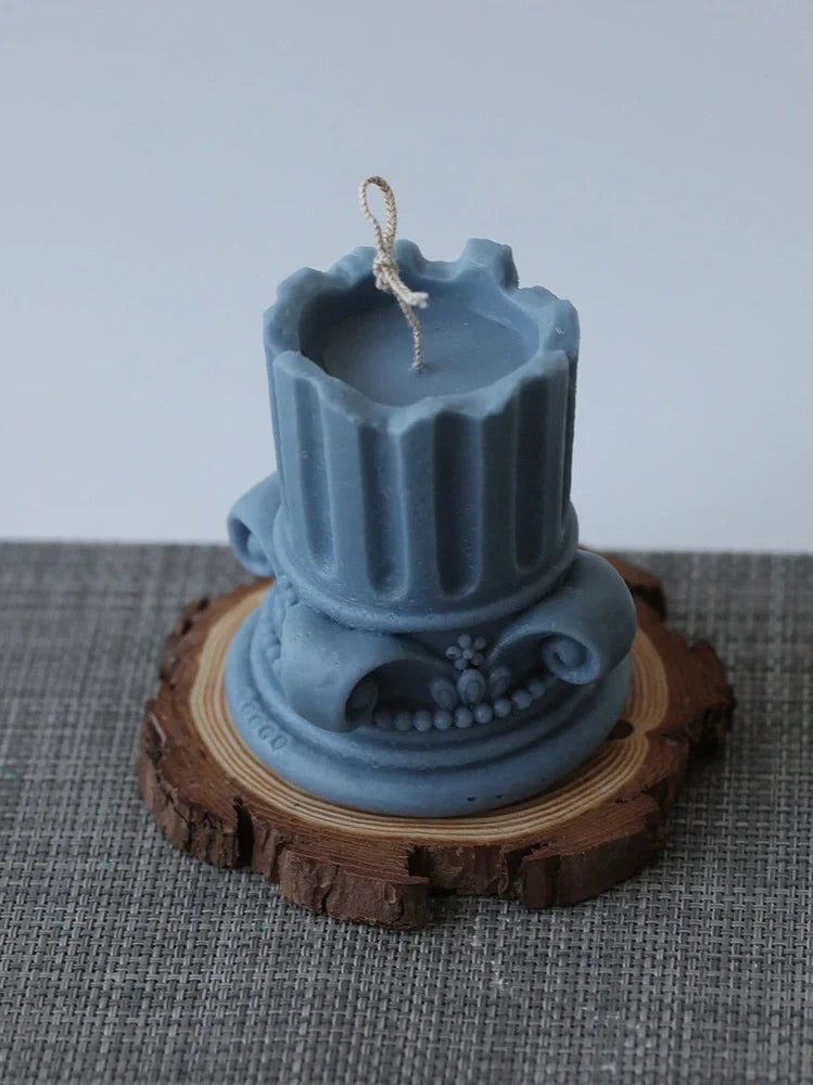 Roman column D candle mould showing 7.6cm by 8cm dimensions for DIY scented candles