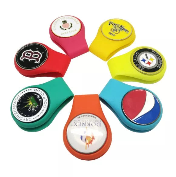 Silicone Golf Hat Clip Ball Marker Holder in vibrant colors for secure ball marker attachment