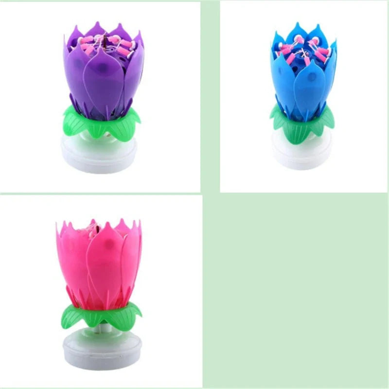Musical Lotus Candles in various colors with a unique lotus design and music feature