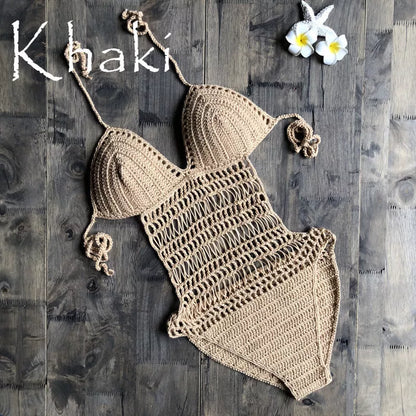 Hand-woven one-piece swimsuit in lyocell cotton blend, available in multiple colors