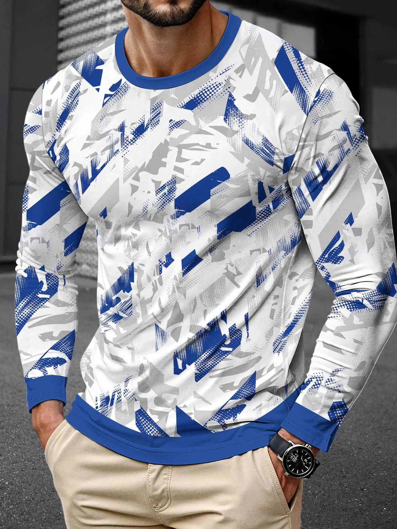 Men's long sleeve milk silk pullover in round neck style showing multiple colour options