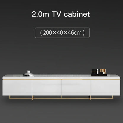 Modern minimalist multifunctional coffee table TV cabinet with tempered glass and baking paint finish