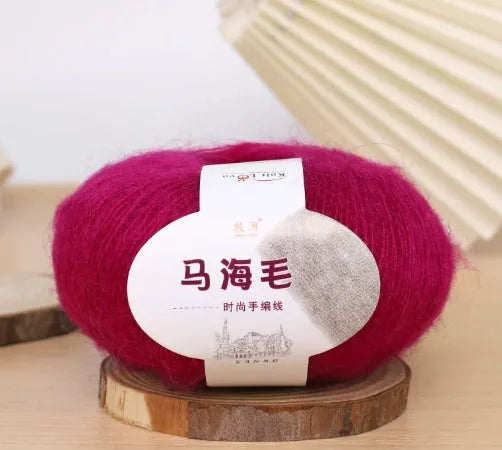 Mohair scarf DIY kit with wool ball and hand-weaving instructions for 180cm spring accessory