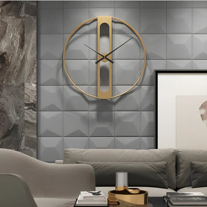 50cm round metal wall clock with black finish showing clear numbering and quartz movement