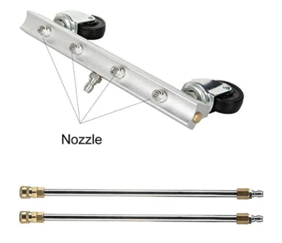 Powerful car undercarriage cleaning brush with extension rods for thorough and convenient car detailing