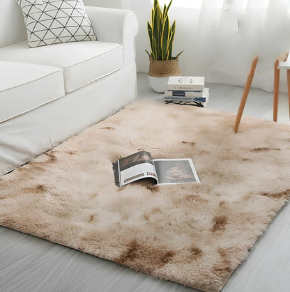 Nordic tie-dye gradient carpet with machine-woven polyester construction in multiple colour options