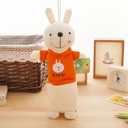Large soft plush rabbit pencil case in assorted colours for pen storage