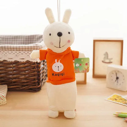Large soft plush rabbit pencil case in assorted colours for pen storage