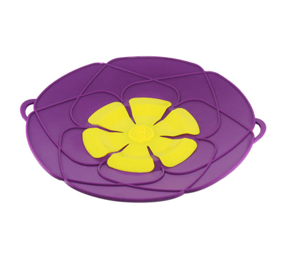 Green silicone spill stopper pan lid for pots and pans 8 to 10 inches, heat-resistant and dishwasher safe