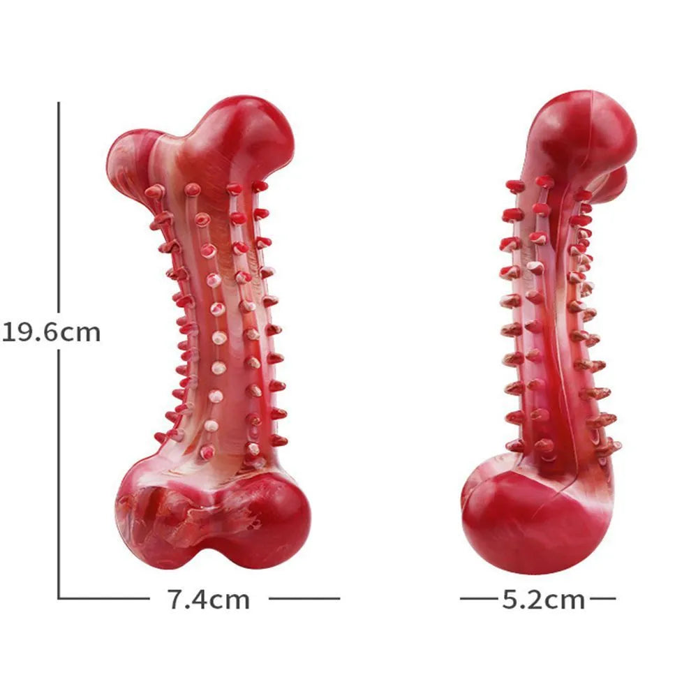 Natural rubber dog chew toy for aggressive chewers with chew bone design