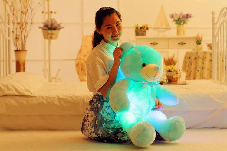 Illuminating LED Teddy Bear Plush Toy with color-changing lights, perfect for cozy ambiance and festive decor