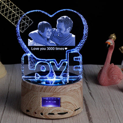 Personalized crystal photo night lamp with Bluetooth and color-changing features