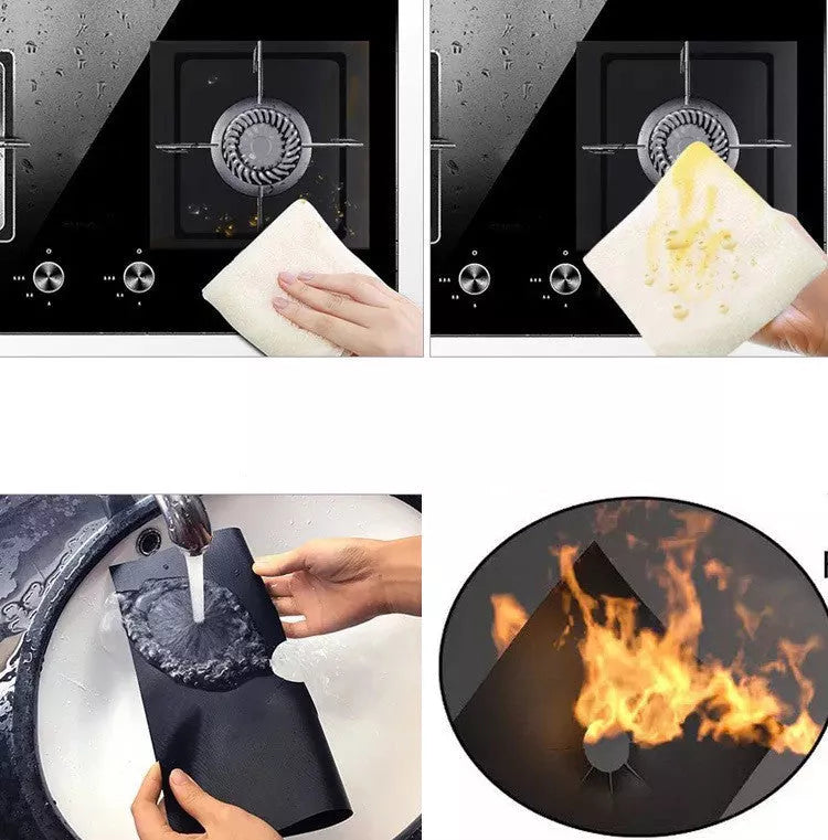 Gas Stove Protective Pad in black, silver, or beige, 27x27cm, high-temperature resistant