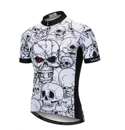 Men's skull design cycling jersey for outdoor sports, available in sizes XS to 3XL