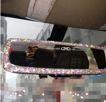 Luxury Diamond Car Interior Rearview Mirror Cover with Crystal Rhinestones for Women