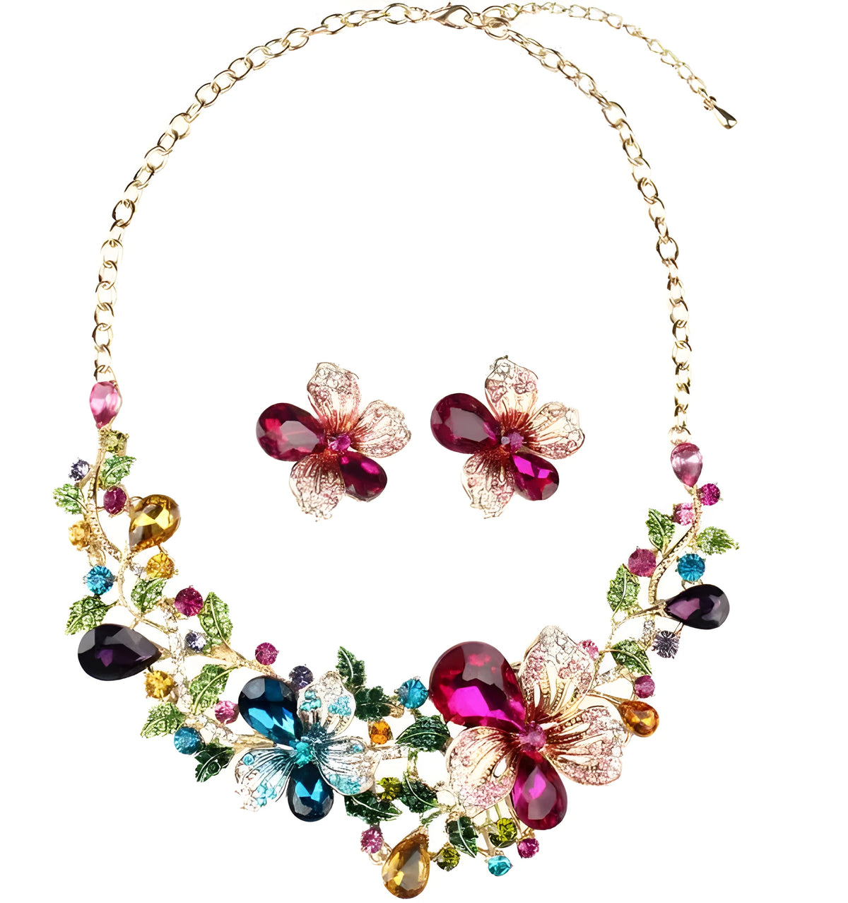 Crystal chain hair clip with gold-tone metal, crystal detailing, and exaggerated chain design for parties and weddings.