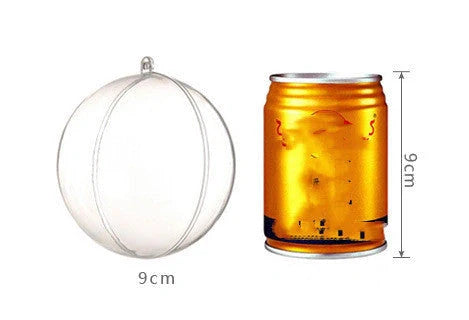 Transparent plastic decorative hanging balls in various sizes and designs