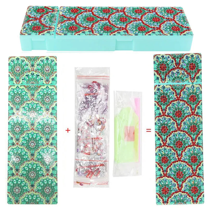 DIY diamond painting kit for creating personalised pencil case with resin sequin decoration on PU leather