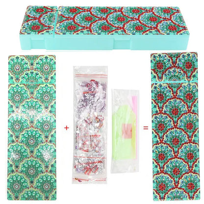 DIY diamond painting kit for creating personalised pencil case with resin sequin decoration on PU leather