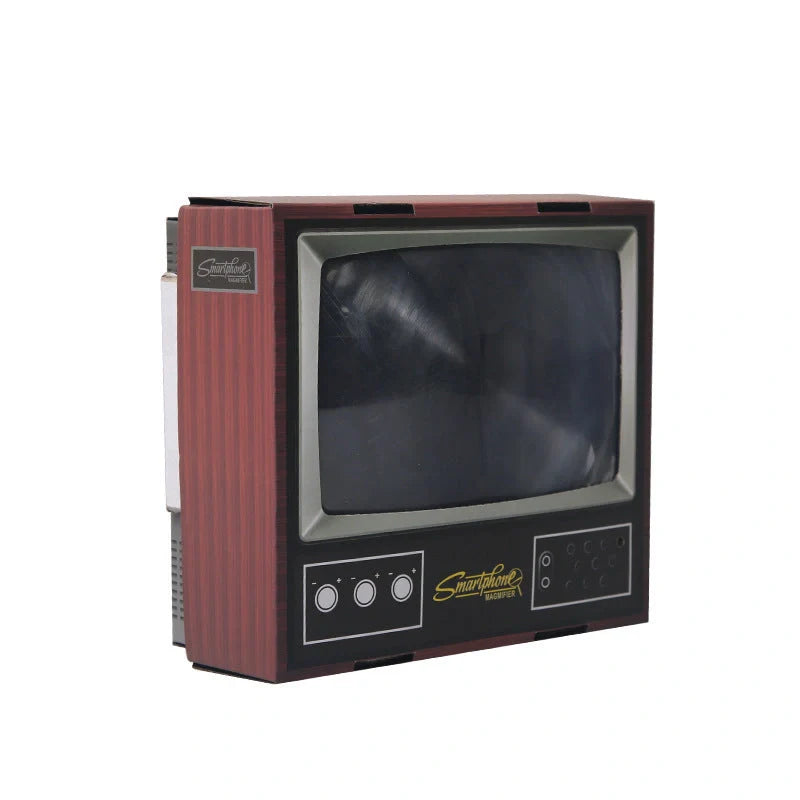 Vintage TV-styled phone magnifier for 8'' screen projection, black color
