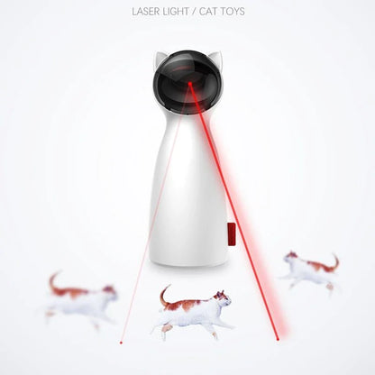 Automated cat laser pointer toy with adjustable range, designed to engage your cat's natural hunting instincts and provide physical and mental stimulation.