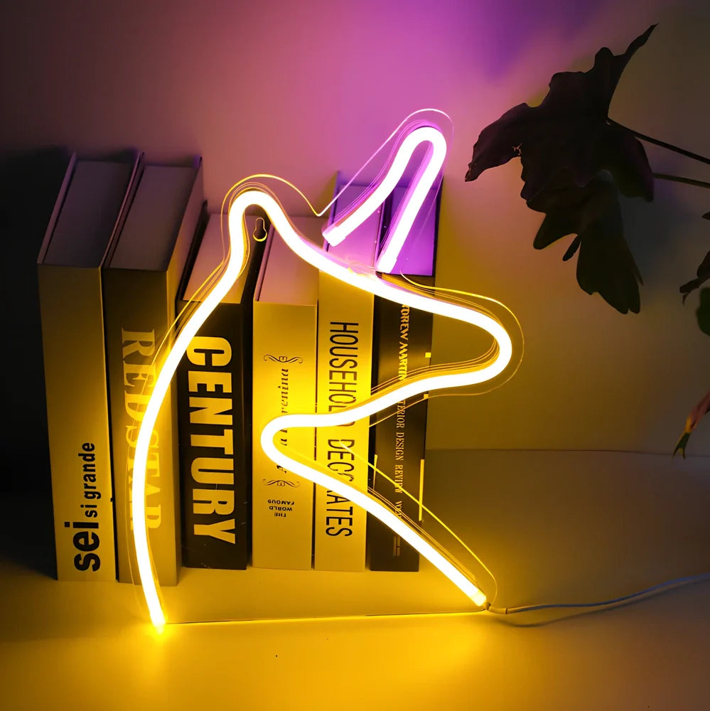 USB-powered LED neon wall lamp in flexible PVC with multiple colour options and design shapes