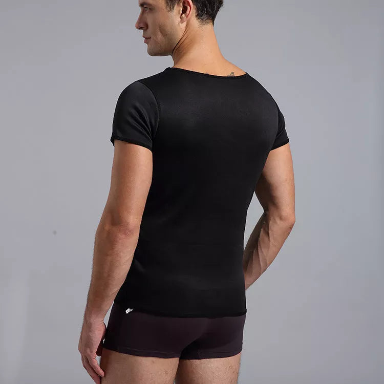 Men's black neoprene slimming shaper underwear for enhanced workout sweat and waist slimming