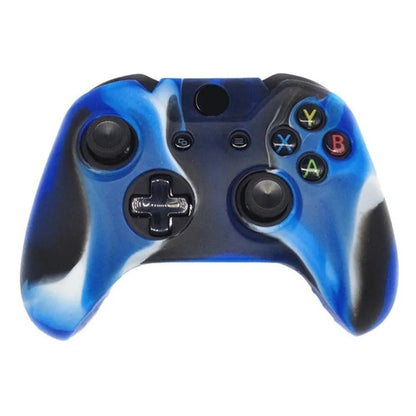 Xbox One controller with soft silicone protective case in blue camouflage colour