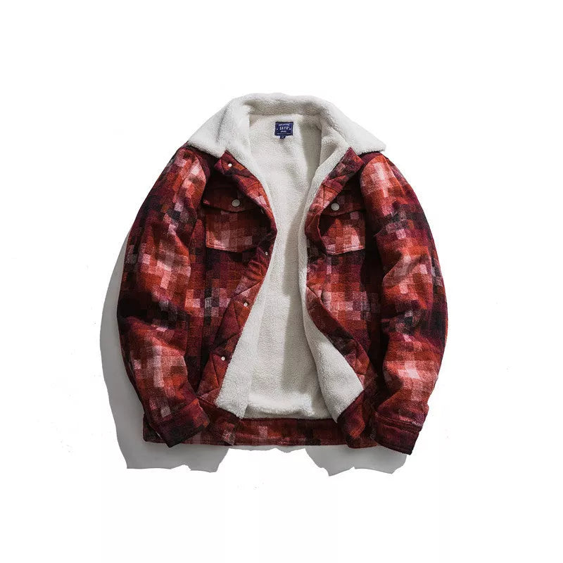 Mosaic wool lamb top in black or red, sizes M to XXL, 100% polyester fiber