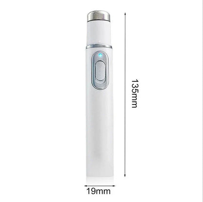 Portable blue light therapy acne and wrinkle remover pen with white body and blue light