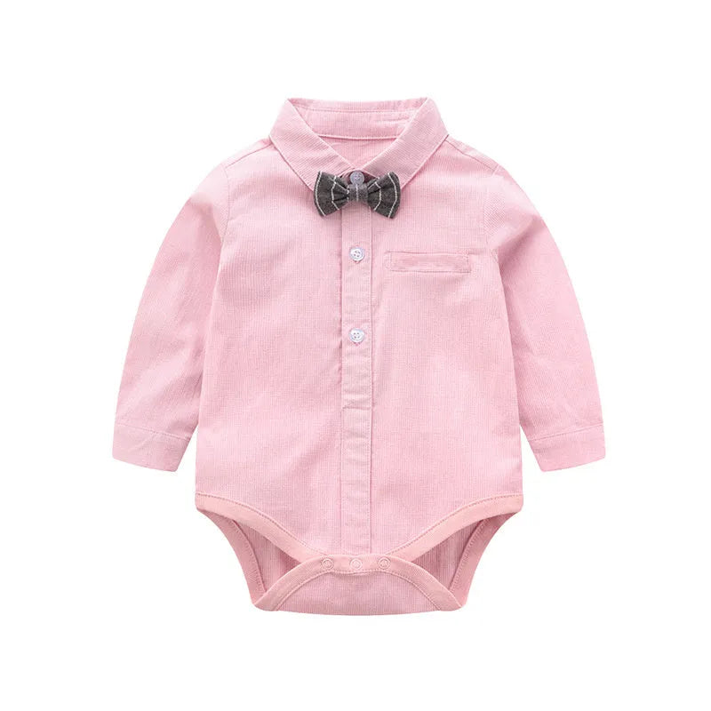 Baby boy autumn gentleman suit set with cotton-blend top and polyester-blend trousers, sizes 59cm to 100cm.
