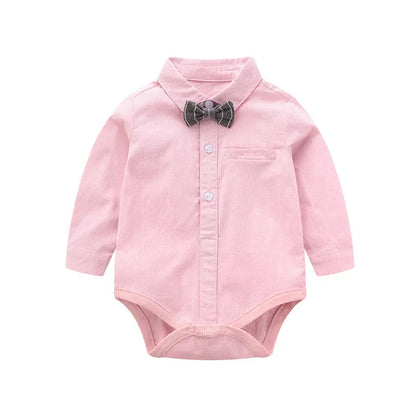 Baby boy autumn gentleman suit set with cotton-blend top and polyester-blend trousers, sizes 59cm to 100cm.