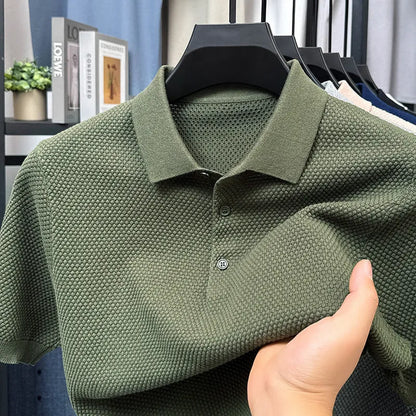 Men's loose short sleeve cotton pullover in various colours showing front view