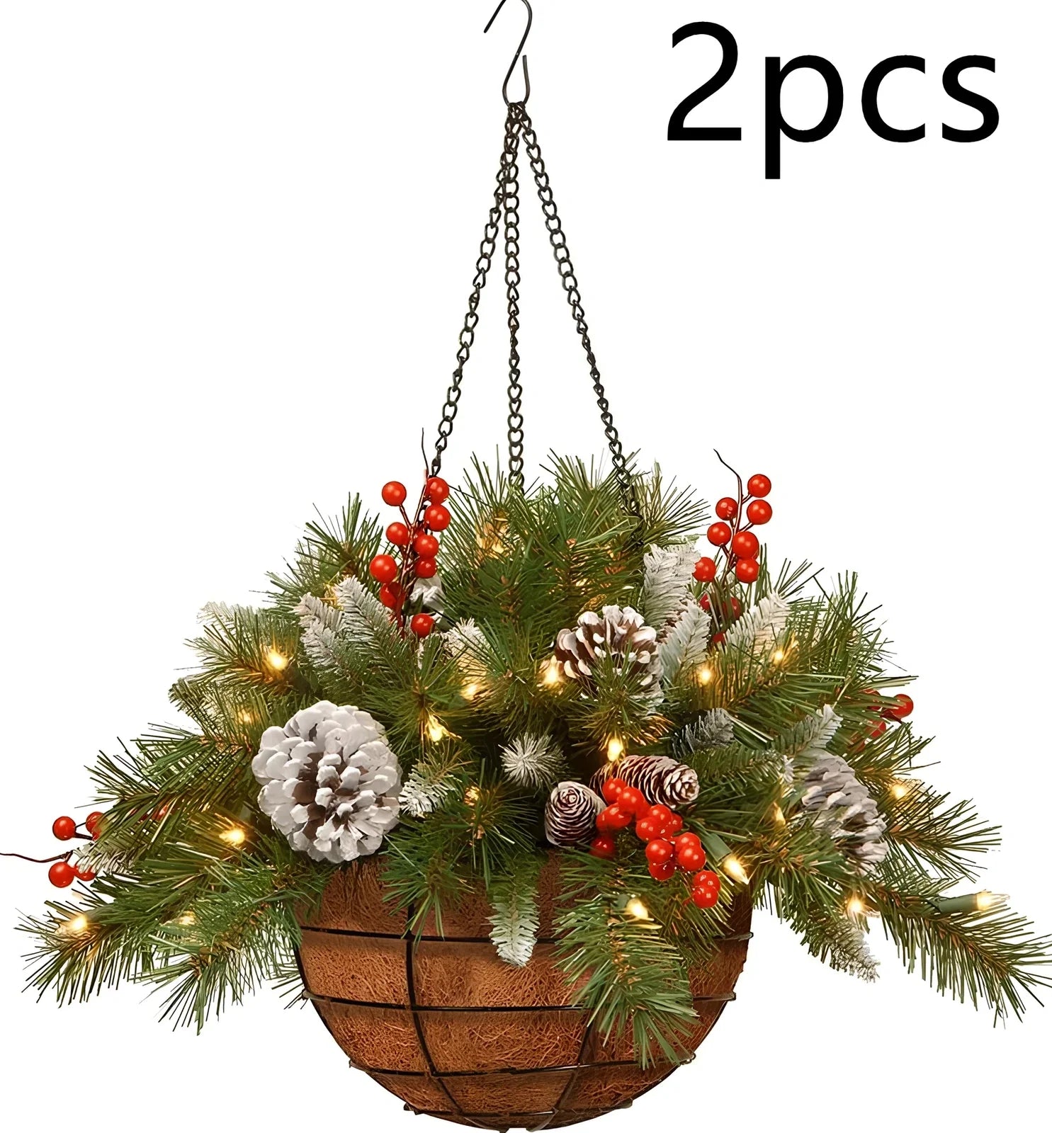 Christmas door hanging decoration measuring 50cm with plastic construction and luminous ornament options
